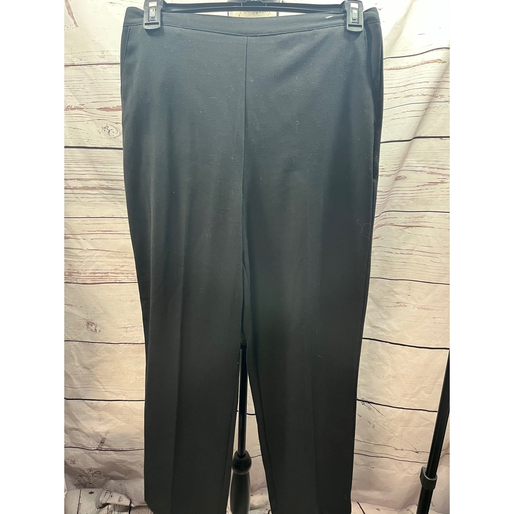 Alfred Dunner Womens Black Pull On Dress Pants Straight Leg Size 12 Flat Front
